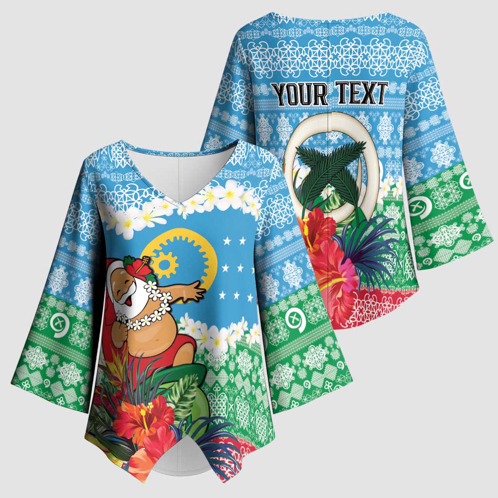 Personalised Sanma Joyeux Noel Kimono Sleeve Blouse Proud To Be a Ni-Van Sand Drawing Art - Polynesian Pride