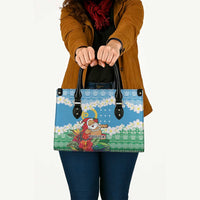 Personalised Sanma Joyeux Noel Leather Bag Proud To Be a Ni-Van Sand Drawing Art - Polynesian Pride