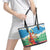 Personalised Sanma Joyeux Noel Leather Tote Bag Proud To Be a Ni-Van Sand Drawing Art - Polynesian Pride
