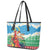 Personalised Sanma Joyeux Noel Leather Tote Bag Proud To Be a Ni-Van Sand Drawing Art - Polynesian Pride