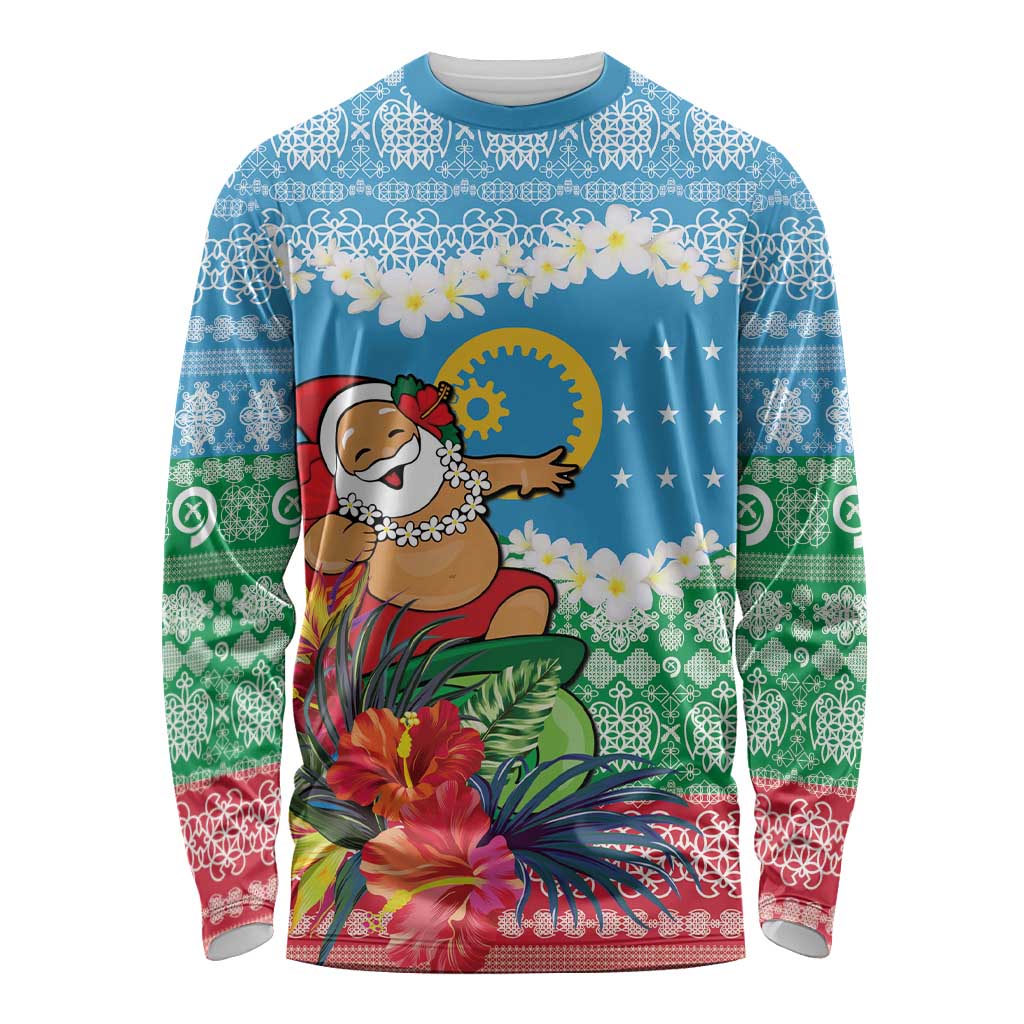 Personalised Sanma Joyeux Noel Long Sleeve Shirt Proud To Be a Ni-Van Sand Drawing Art - Polynesian Pride