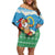 Personalised Sanma Joyeux Noel Off Shoulder Short Dress Proud To Be a Ni-Van Sand Drawing Art - Polynesian Pride