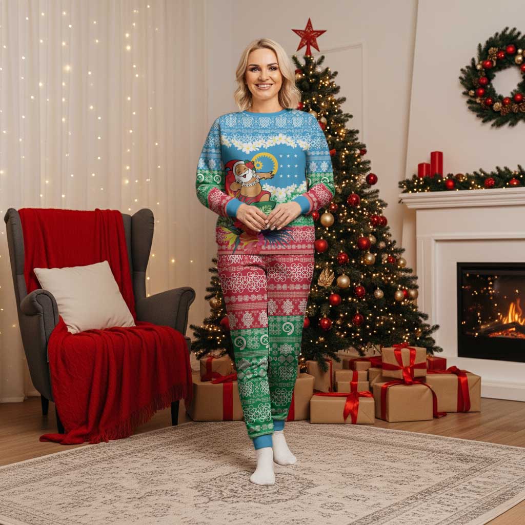 Personalised Sanma Joyeux Noel Christmas Pajama Set Proud To Be a Ni-Van Sand Drawing Art - Polynesian Pride