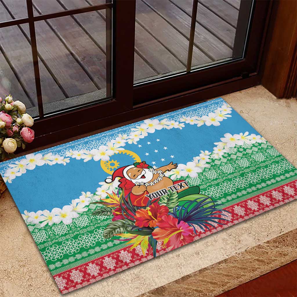 Personalised Sanma Joyeux Noel Rubber Doormat Proud To Be a Ni-Van Sand Drawing Art - Polynesian Pride