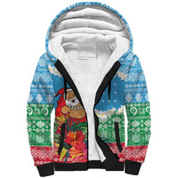 Personalised Sanma Joyeux Noel Sherpa Hoodie Proud To Be a Ni-Van Sand Drawing Art - Polynesian Pride