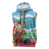 Personalised Sanma Joyeux Noel Sleeveless Zip Hoodie Proud To Be a Ni-Van Sand Drawing Art - Polynesian Pride