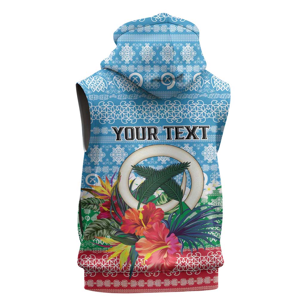 Personalised Sanma Joyeux Noel Sleeveless Zip Hoodie Proud To Be a Ni-Van Sand Drawing Art - Polynesian Pride