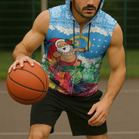 Personalised Sanma Joyeux Noel Sleeveless Zip Hoodie Proud To Be a Ni-Van Sand Drawing Art - Polynesian Pride