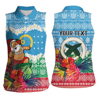 Personalised Sanma Joyeux Noel Women Sleeveless Polo Shirt Proud To Be a Ni-Van Sand Drawing Art - Polynesian Pride