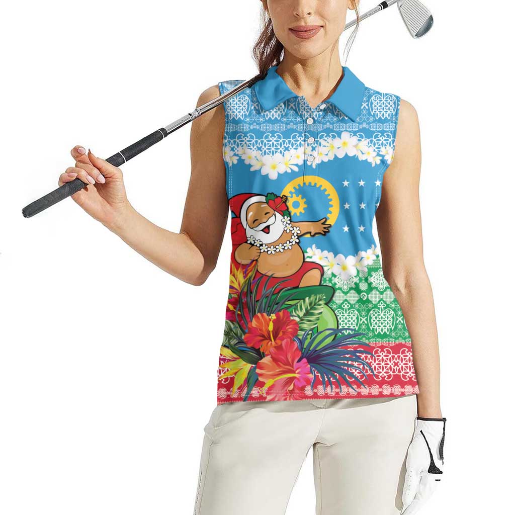 Personalised Sanma Joyeux Noel Women Sleeveless Polo Shirt Proud To Be a Ni-Van Sand Drawing Art - Polynesian Pride