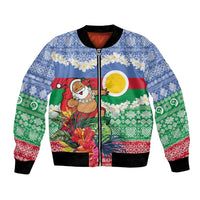 Personalised Shefa Joyeux Noel Bomber Jacket Proud To Be a Ni-Van Sand Drawing Art - Polynesian Pride