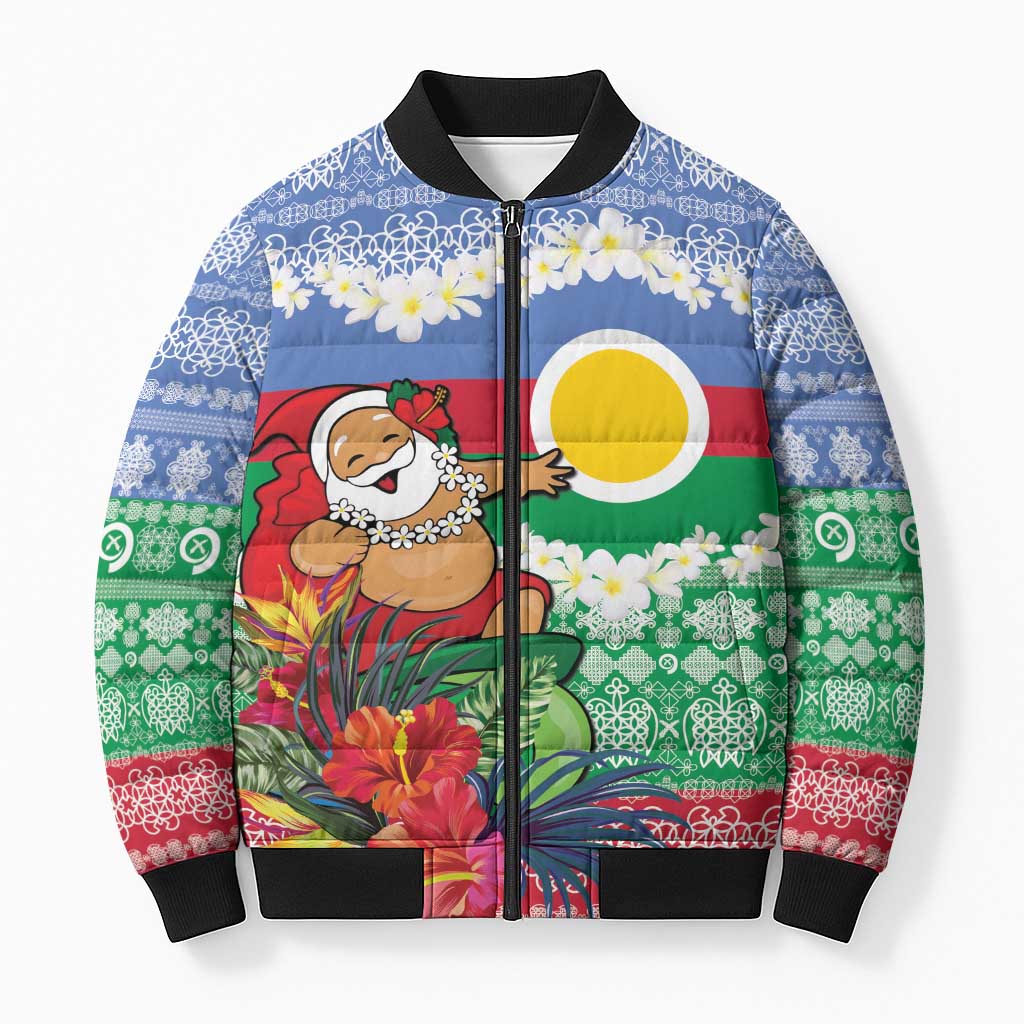 Personalised Shefa Joyeux Noel Bomber Puffer Jacket Proud To Be a Ni-Van Sand Drawing Art - Polynesian Pride