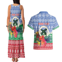 Personalised Shefa Joyeux Noel Couples Matching Tank Maxi Dress and Hawaiian Shirt Proud To Be a Ni-Van Sand Drawing Art - Polynesian Pride