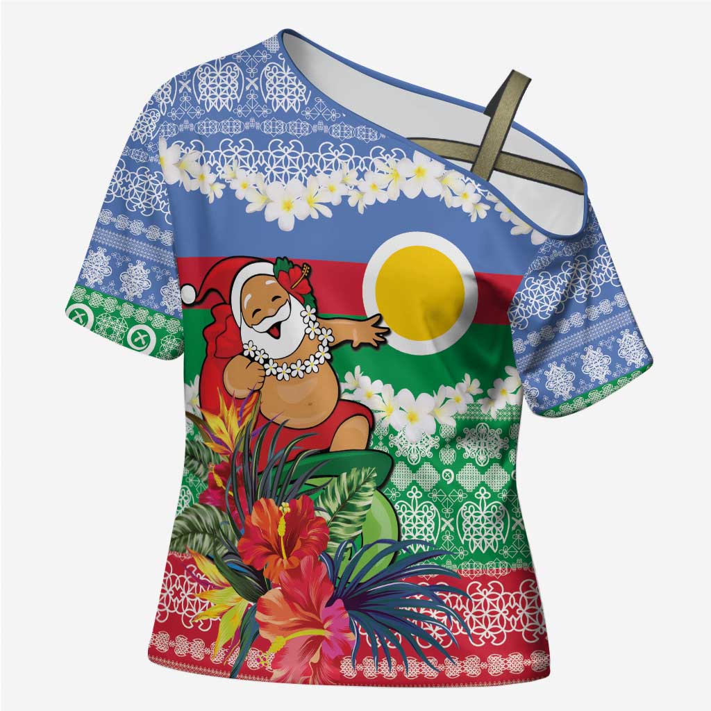 Personalised Shefa Joyeux Noel Cross Shoulder Shirt Proud To Be a Ni-Van Sand Drawing Art - Polynesian Pride