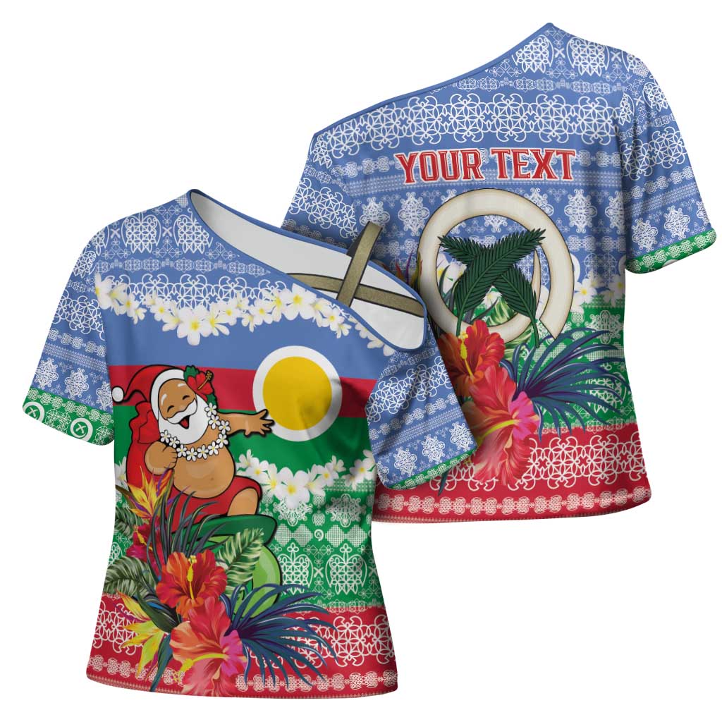 Personalised Shefa Joyeux Noel Cross Shoulder Shirt Proud To Be a Ni-Van Sand Drawing Art - Polynesian Pride