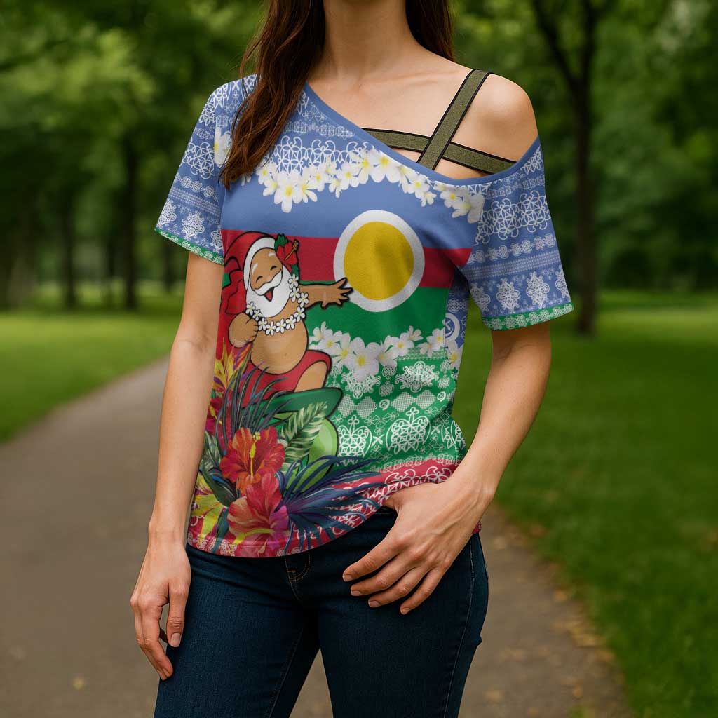 Personalised Shefa Joyeux Noel Cross Shoulder Shirt Proud To Be a Ni-Van Sand Drawing Art - Polynesian Pride