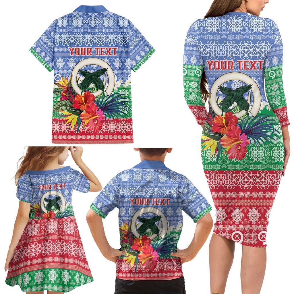 Personalised Shefa Joyeux Noel Family Matching Long Sleeve Bodycon Dress and Hawaiian Shirt Proud To Be a Ni-Van Sand Drawing Art - Polynesian Pride