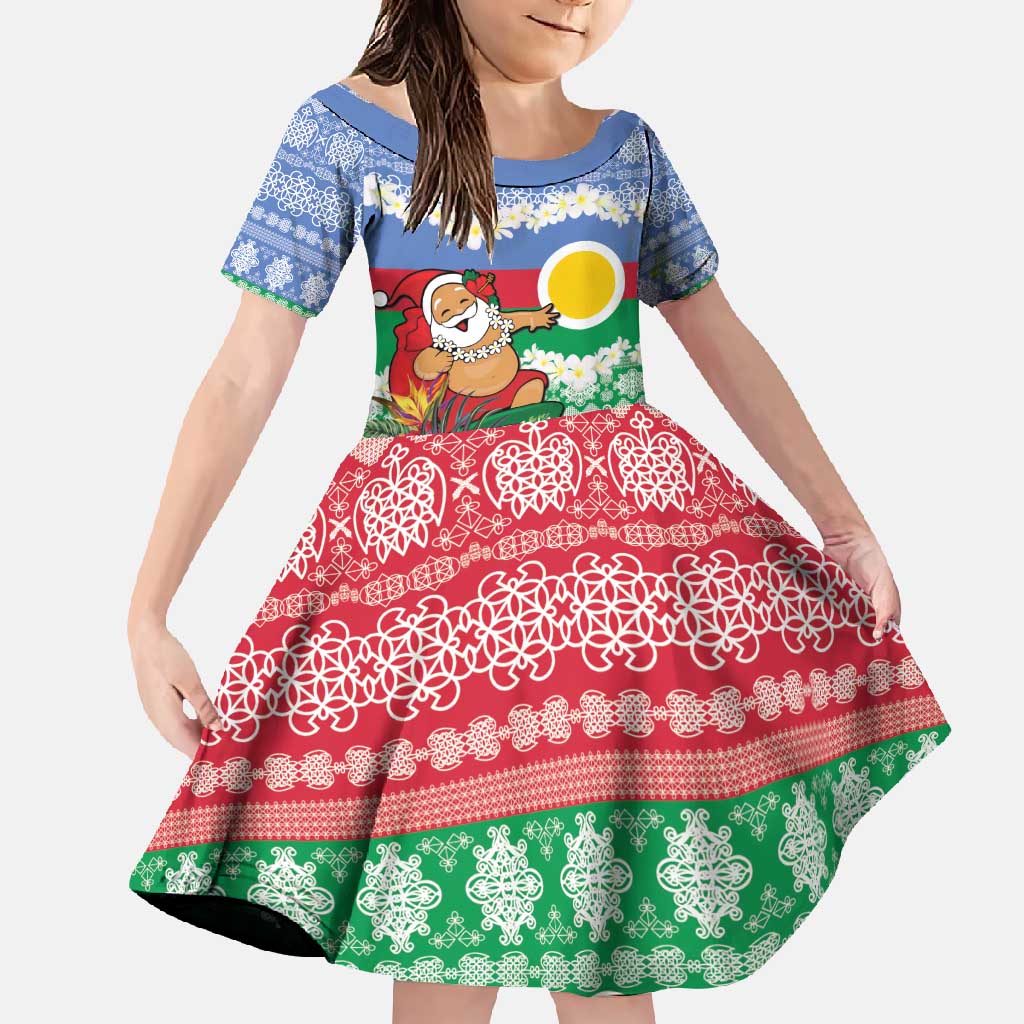 Personalised Shefa Joyeux Noel Family Matching Short Sleeve Bodycon Dress and Hawaiian Shirt Proud To Be a Ni-Van Sand Drawing Art - Polynesian Pride