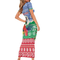 Personalised Shefa Joyeux Noel Family Matching Short Sleeve Bodycon Dress and Hawaiian Shirt Proud To Be a Ni-Van Sand Drawing Art - Polynesian Pride