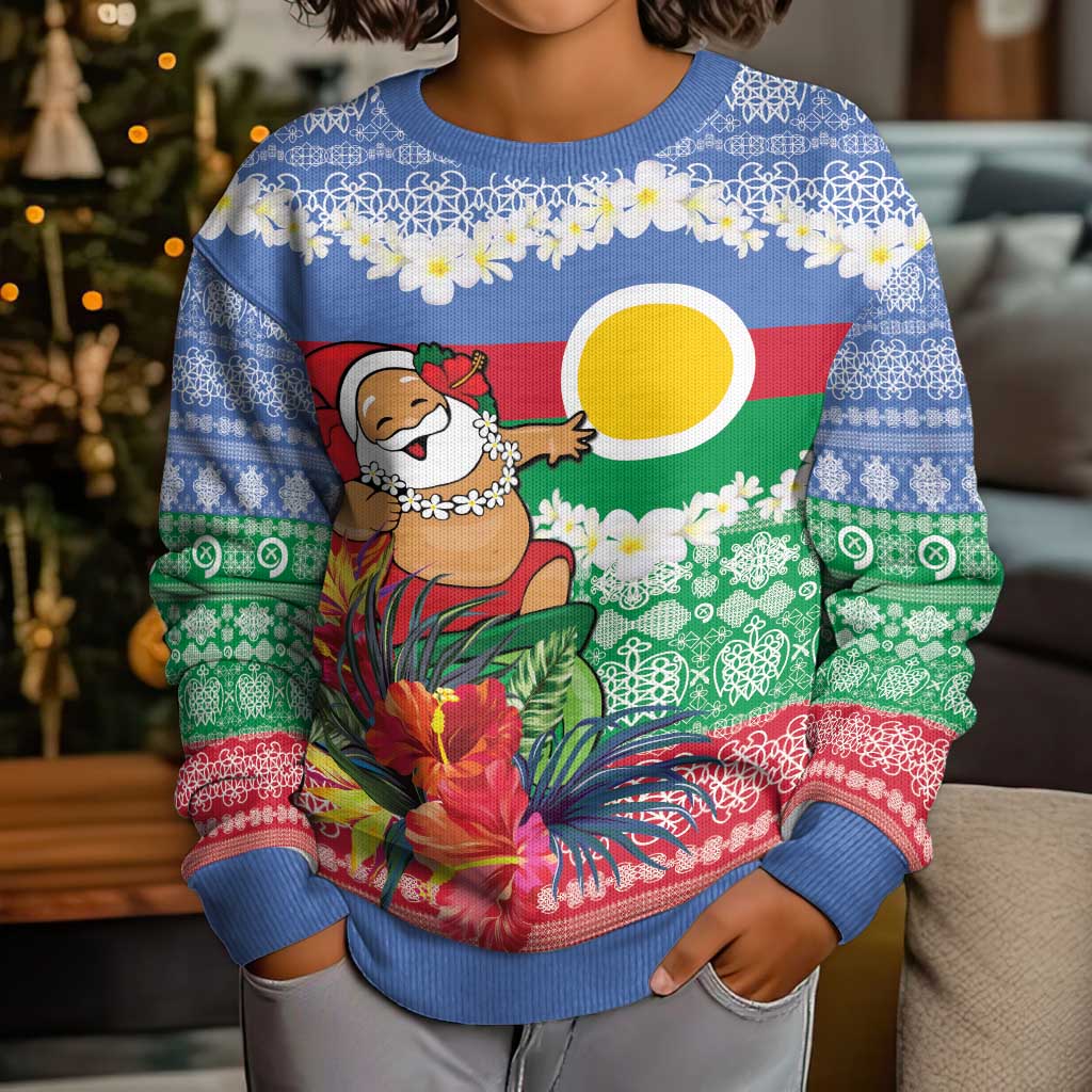 Personalised Shefa Joyeux Noel Kid Ugly Christmas Sweater Proud To Be a Ni-Van Sand Drawing Art - Polynesian Pride