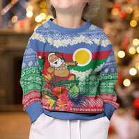 Personalised Shefa Joyeux Noel Kid Ugly Christmas Sweater Proud To Be a Ni-Van Sand Drawing Art - Polynesian Pride
