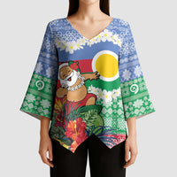 Personalised Shefa Joyeux Noel Kimono Sleeve Blouse Proud To Be a Ni-Van Sand Drawing Art - Polynesian Pride