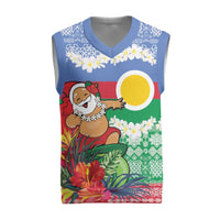 Personalised Shefa Joyeux Noel Christmas Knitted V-Neck Vest Proud To Be a Ni-Van Sand Drawing Art - Polynesian Pride