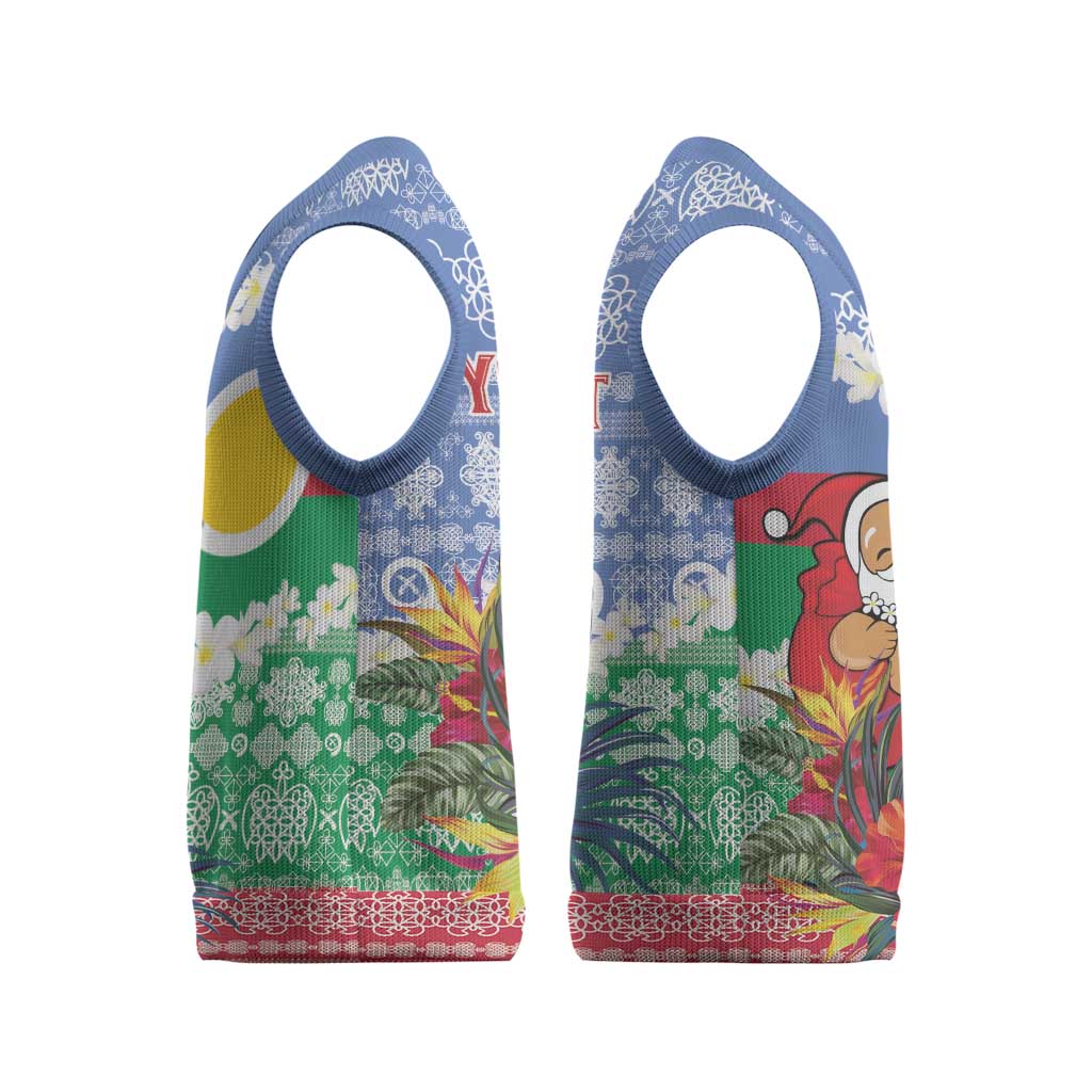 Personalised Shefa Joyeux Noel Christmas Knitted V-Neck Vest Proud To Be a Ni-Van Sand Drawing Art - Polynesian Pride