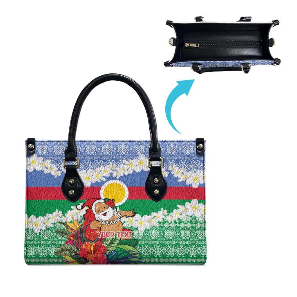 Personalised Shefa Joyeux Noel Leather Bag Proud To Be a Ni-Van Sand Drawing Art - Polynesian Pride