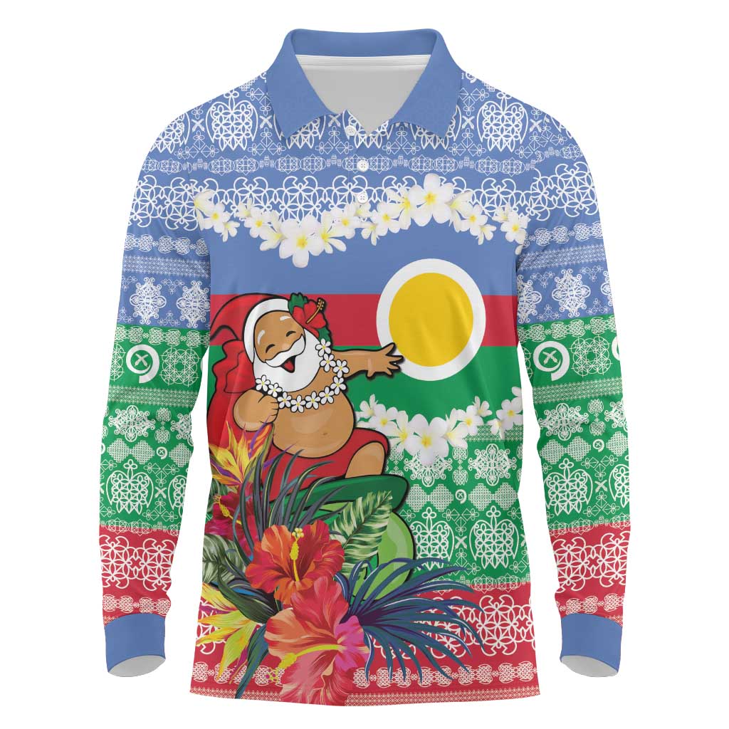 Personalised Shefa Joyeux Noel Long Sleeve Polo Shirt Proud To Be a Ni-Van Sand Drawing Art - Polynesian Pride