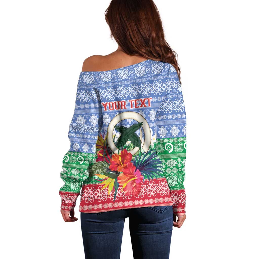 Personalised Shefa Joyeux Noel Off Shoulder Sweater Proud To Be a Ni-Van Sand Drawing Art - Polynesian Pride