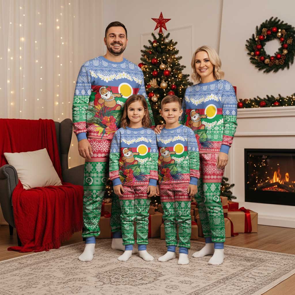 Personalised Shefa Joyeux Noel Christmas Pajama Set Proud To Be a Ni-Van Sand Drawing Art - Polynesian Pride