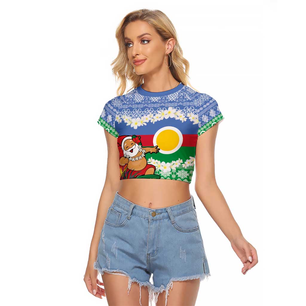 Personalised Shefa Joyeux Noel Raglan Cropped T Shirt Proud To Be a Ni-Van Sand Drawing Art - Polynesian Pride