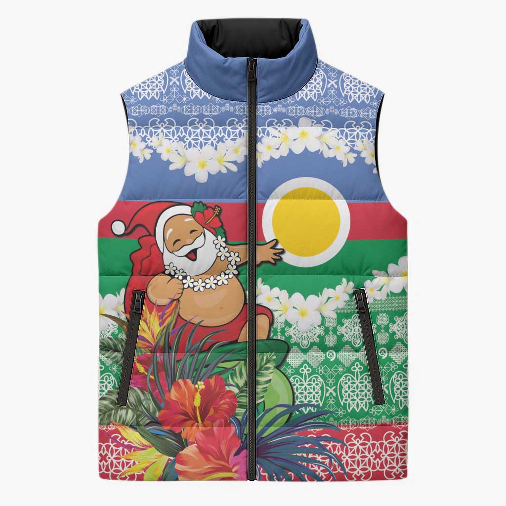 Personalised Shefa Joyeux Noel Sleeveless Puffer Jacket Proud To Be a Ni-Van Sand Drawing Art - Polynesian Pride