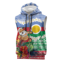 Personalised Shefa Joyeux Noel Sleeveless Zip Hoodie Proud To Be a Ni-Van Sand Drawing Art - Polynesian Pride