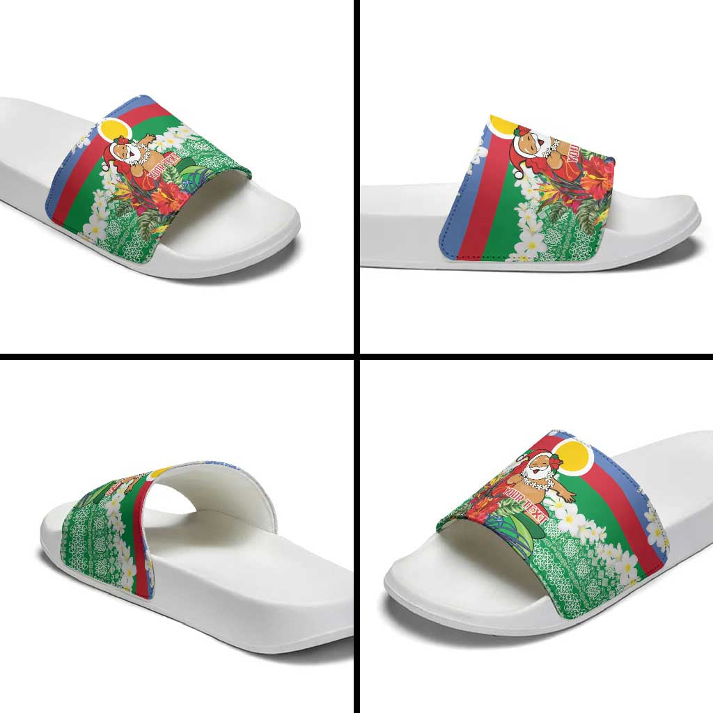 Personalised Shefa Joyeux Noel Slide Sandals Proud To Be a Ni-Van Sand Drawing Art - Polynesian Pride