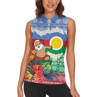 Personalised Shefa Joyeux Noel Women Sleeveless Polo Shirt Proud To Be a Ni-Van Sand Drawing Art - Polynesian Pride