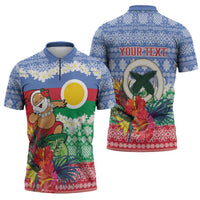 Personalised Shefa Joyeux Noel Zipper Polo Shirt Proud To Be a Ni-Van Sand Drawing Art - Polynesian Pride