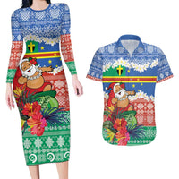 Personalised Tafea Joyeux Noel Couples Matching Long Sleeve Bodycon Dress and Hawaiian Shirt Proud To Be a Ni-Van Sand Drawing Art - Polynesian Pride