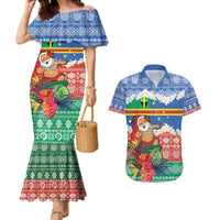 Personalised Tafea Joyeux Noel Couples Matching Mermaid Dress and Hawaiian Shirt Proud To Be a Ni-Van Sand Drawing Art - Polynesian Pride