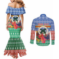 Personalised Tafea Joyeux Noel Couples Matching Mermaid Dress and Long Sleeve Button Shirt Proud To Be a Ni-Van Sand Drawing Art - Polynesian Pride