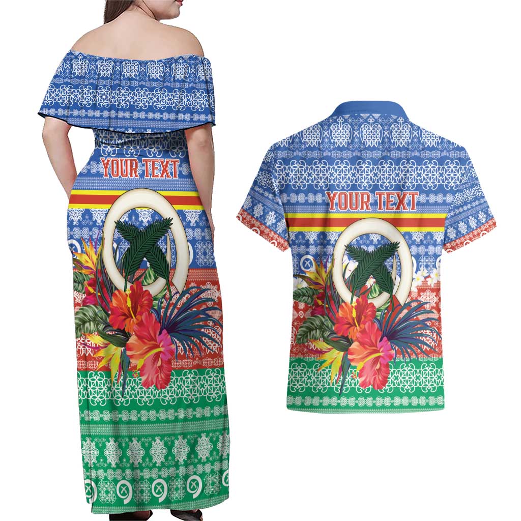 Personalised Tafea Joyeux Noel Couples Matching Off Shoulder Maxi Dress and Hawaiian Shirt Proud To Be a Ni-Van Sand Drawing Art - Polynesian Pride