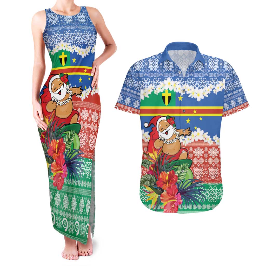Personalised Tafea Joyeux Noel Couples Matching Tank Maxi Dress and Hawaiian Shirt Proud To Be a Ni-Van Sand Drawing Art - Polynesian Pride