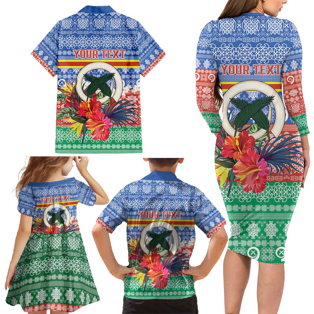 Personalised Tafea Joyeux Noel Family Matching Long Sleeve Bodycon Dress and Hawaiian Shirt Proud To Be a Ni-Van Sand Drawing Art - Polynesian Pride
