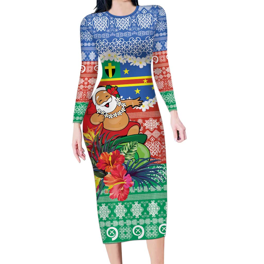 Personalised Tafea Joyeux Noel Family Matching Long Sleeve Bodycon Dress and Hawaiian Shirt Proud To Be a Ni-Van Sand Drawing Art - Polynesian Pride