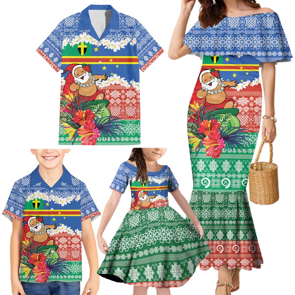 Personalised Tafea Joyeux Noel Family Matching Mermaid Dress and Hawaiian Shirt Proud To Be a Ni-Van Sand Drawing Art - Polynesian Pride
