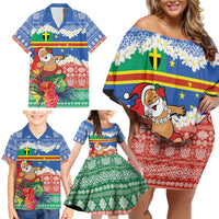 Personalised Tafea Joyeux Noel Family Matching Off Shoulder Short Dress and Hawaiian Shirt Proud To Be a Ni-Van Sand Drawing Art - Polynesian Pride