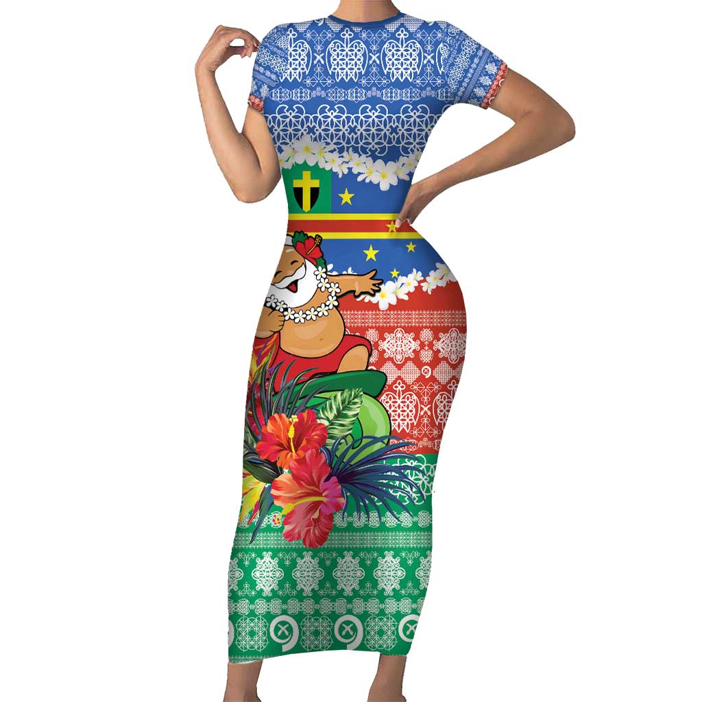 Personalised Tafea Joyeux Noel Family Matching Short Sleeve Bodycon Dress and Hawaiian Shirt Proud To Be a Ni-Van Sand Drawing Art - Polynesian Pride