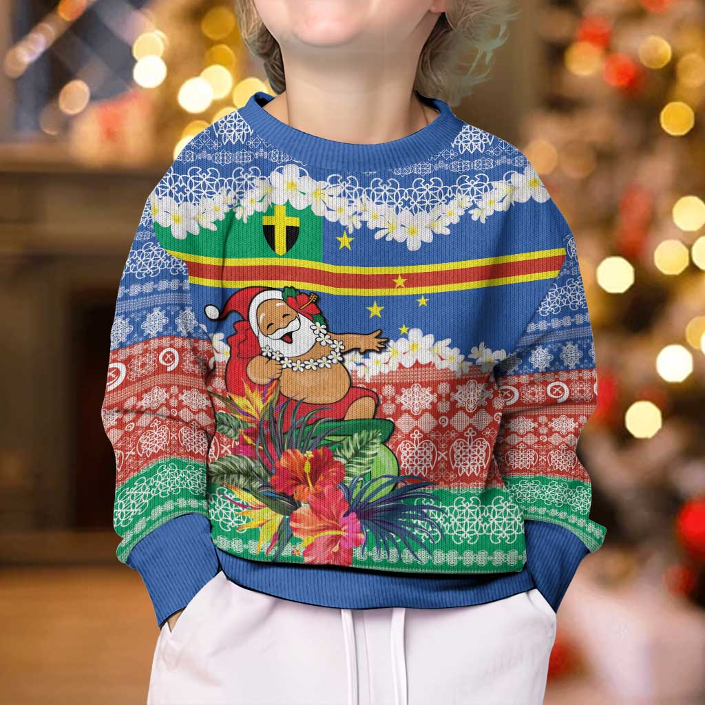 Personalised Tafea Joyeux Noel Kid Ugly Christmas Sweater Proud To Be a Ni-Van Sand Drawing Art - Polynesian Pride