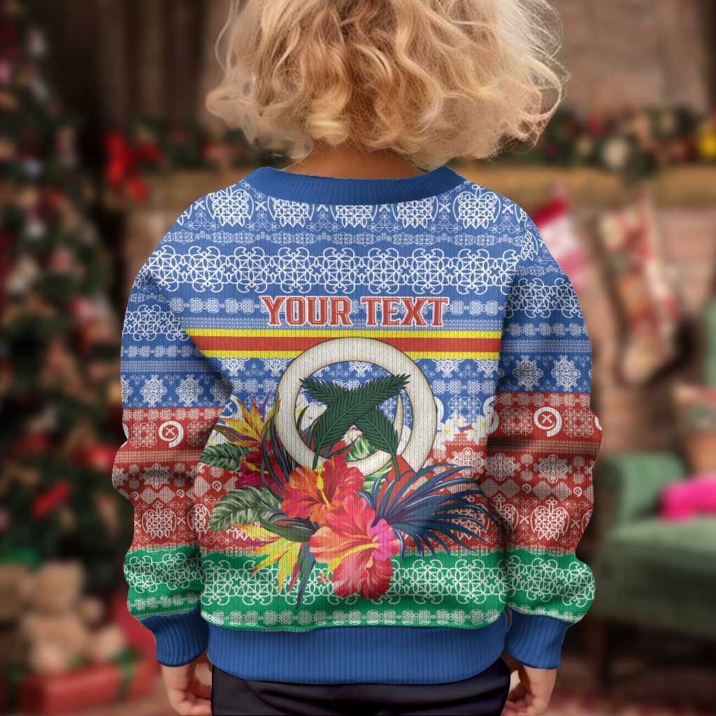 Personalised Tafea Joyeux Noel Kid Ugly Christmas Sweater Proud To Be a Ni-Van Sand Drawing Art - Polynesian Pride